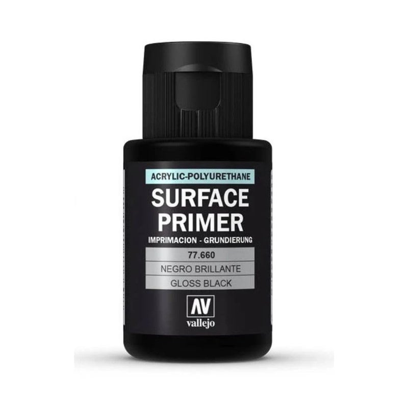 Vallejo - Surface Primer Color | Gloss Black Acrylic Primer 32 ml (1.08 fl.oz.) | Glossy Finish and Fast Drying | Perfect for Airbrushing and Great Adhesion to Figures and Scale Models - Image 2